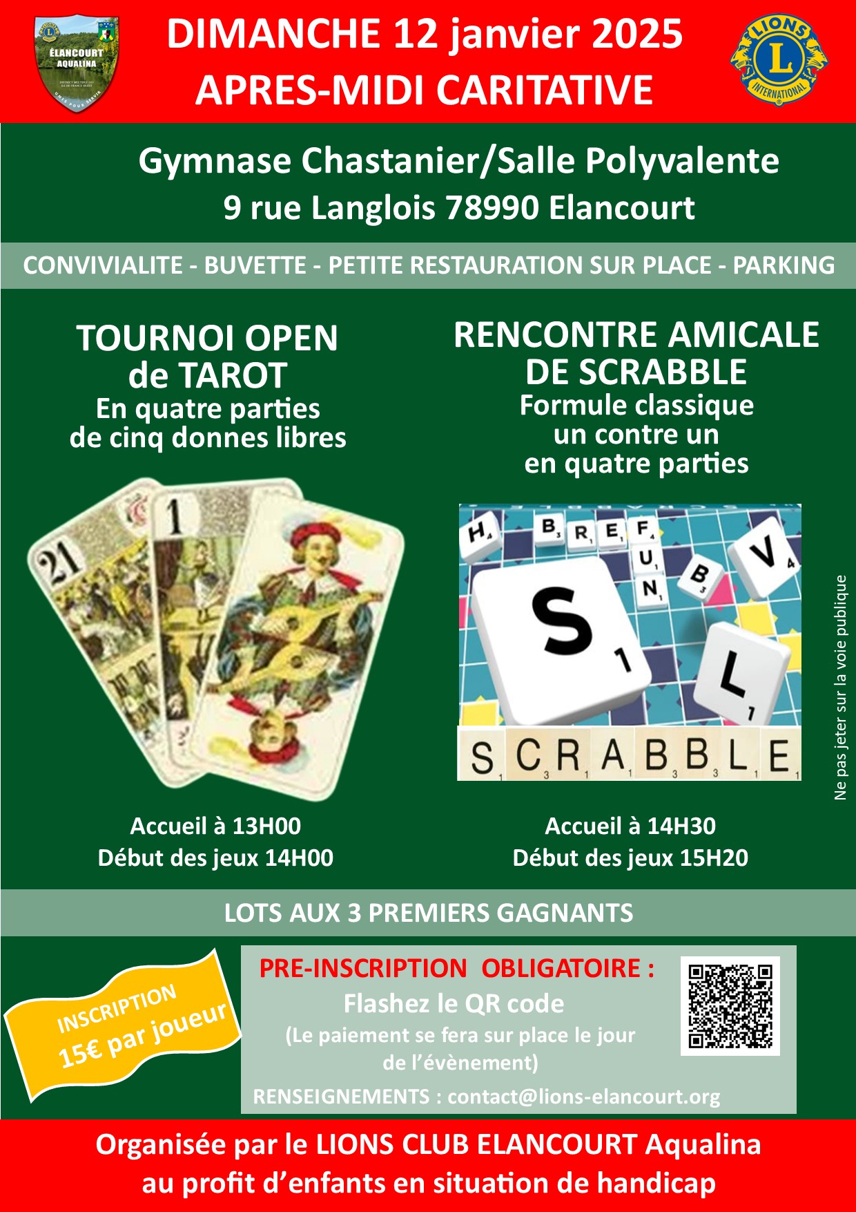 TOURNOI DE TAROT et RENCONTRE AMICALE DE SCRABBLE